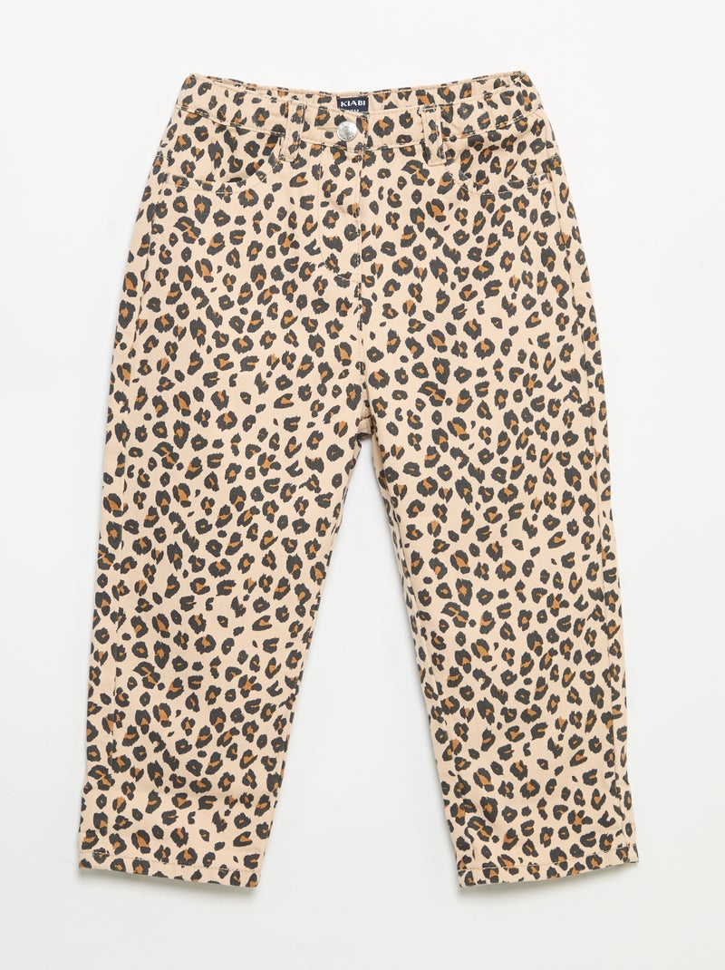 Pantalon en twill motif léopard Beige - Kiabi