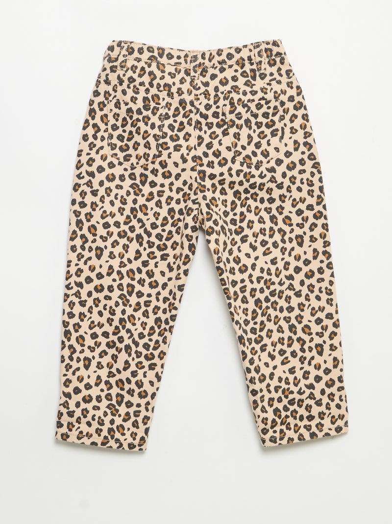 Pantalon en twill motif léopard Beige - Kiabi
