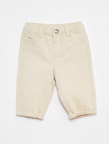 Pantalon en twill paperbag taille 3/4