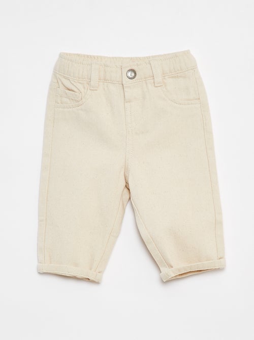 Pantalon en twill paperbag taille 3/4 - Kiabi