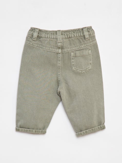 Pantalon en twill paperbag taille 3/4 - Kiabi