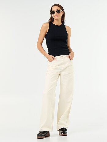 Pantalon en twill taille haute coupe wide leg