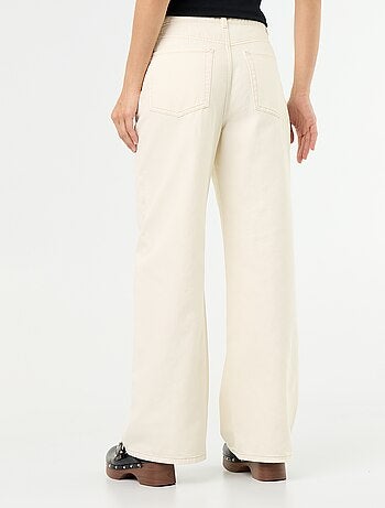 Pantalon en twill taille haute coupe wide leg