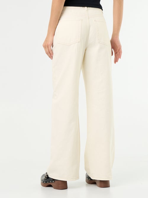 Pantalon en twill taille haute coupe wide leg - Kiabi Pantalon en twill taille haute coupe wide leg - Kiabi