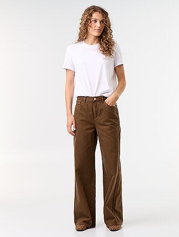 Pantalon en twill taille haute coupe wide leg