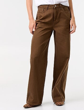 Pantalon en twill taille haute coupe wide leg