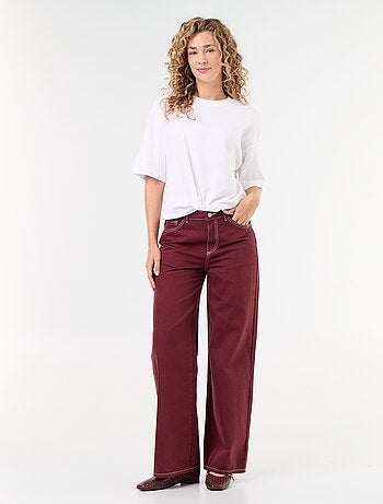 Pantalon en twill taille haute coupe wide leg