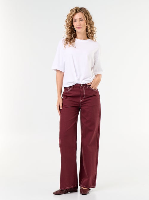 Pantalon en twill taille haute coupe wide leg - Kiabi Pantalon en twill taille haute coupe wide leg - Kiabi