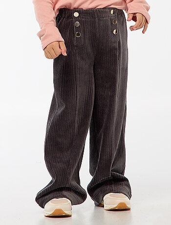 Pantalon en velours avec ouverture double par pressions - collection facile à enfiler