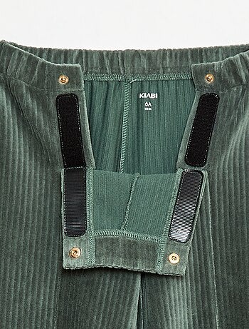 Pantalon en velours avec ouverture double par pressions - collection facile à enfiler