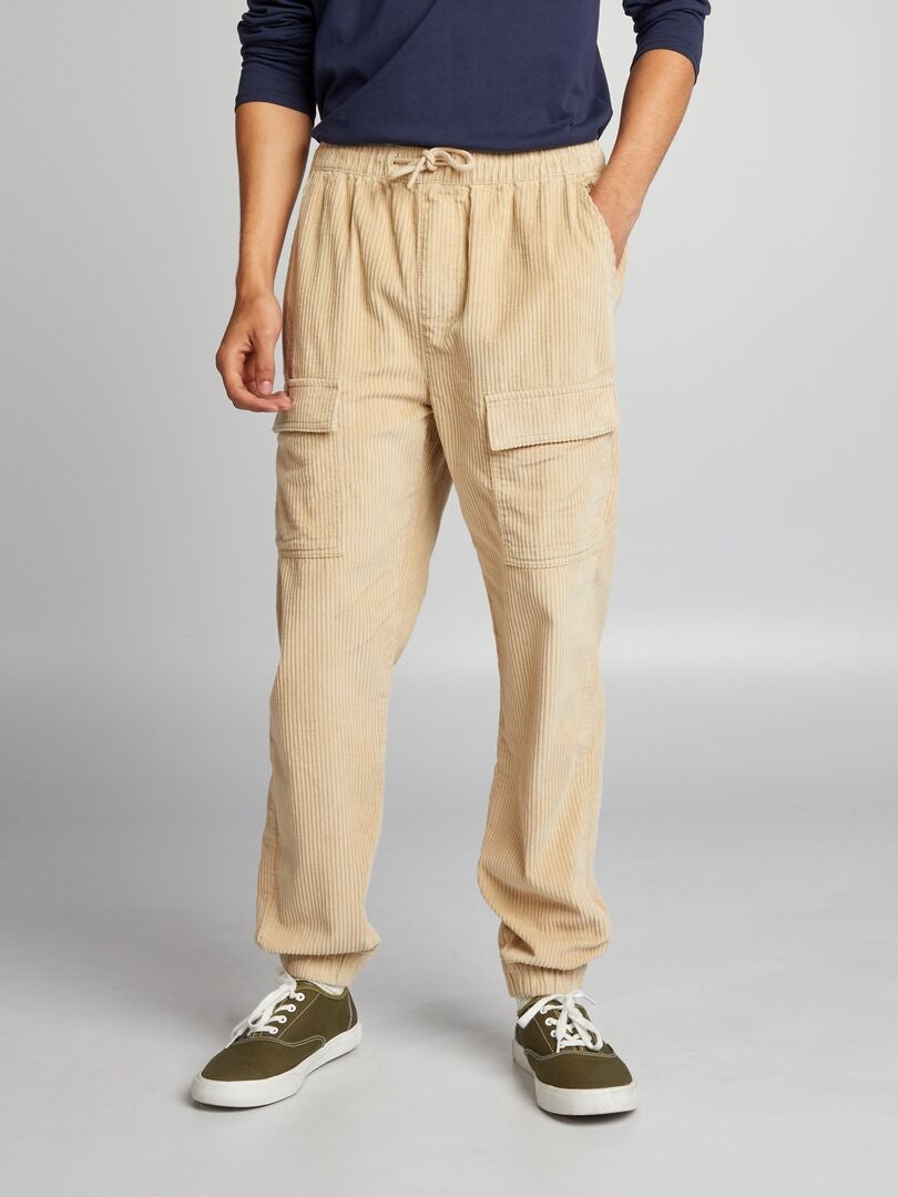 Pantalon en velours avec poches Beige - Kiabi