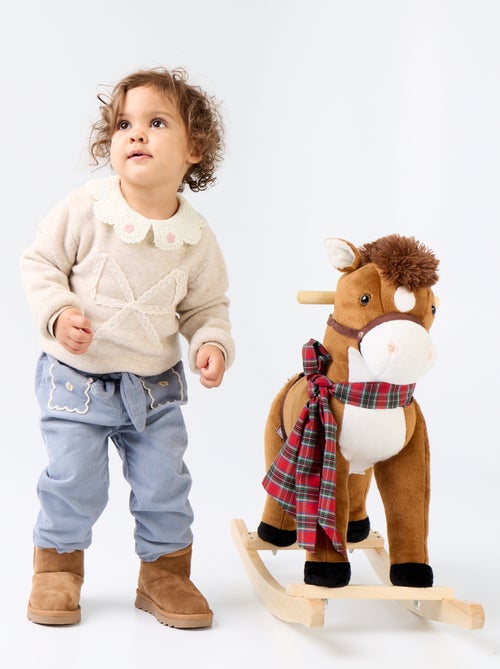 Pantalon en velours avec poches brodées - Kiabi