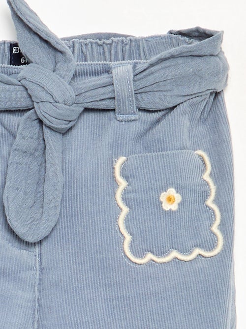 Pantalon en velours avec poches brodées - Kiabi