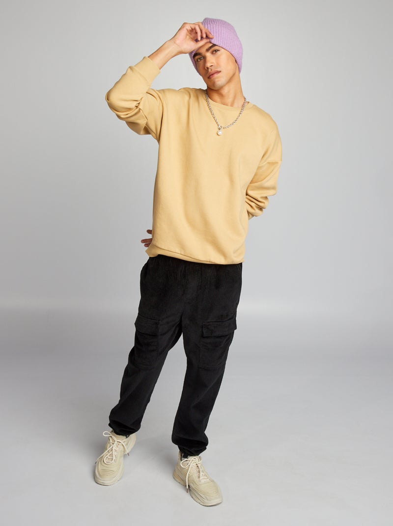 Pantalon en velours avec poches noir - Kiabi