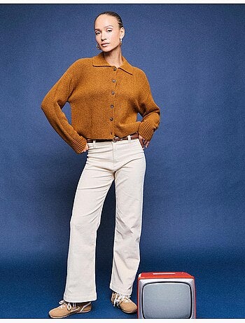 Pantalon en velours côtelé à jambes larges, mo fashion