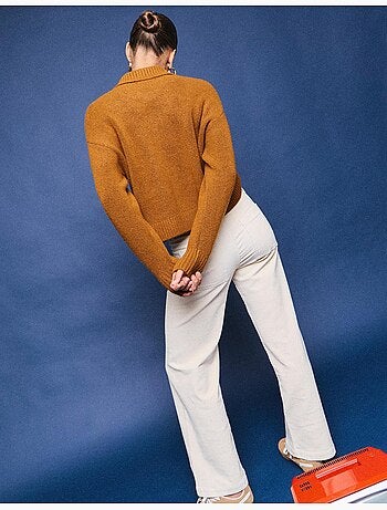Pantalon en velours côtelé à jambes larges, mo fashion