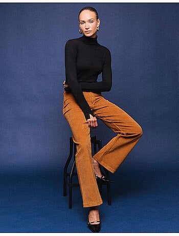 Pantalon en velours côtelé à jambes larges, mo fashion