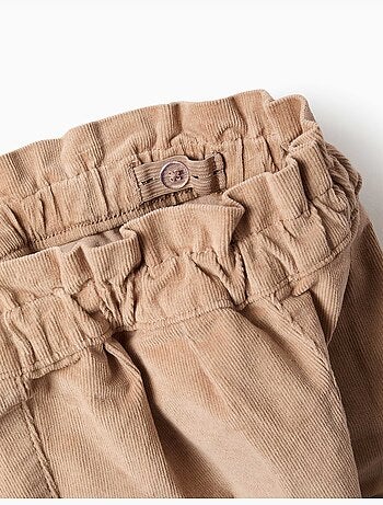 Pantalon en velours côtelé à taille paperbag avec volants