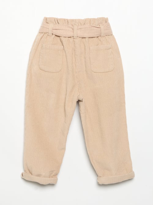 Pantalon en velours côtelé avec ceinture incluse - Kiabi Pantalon en velours côtelé avec ceinture incluse - Kiabi
