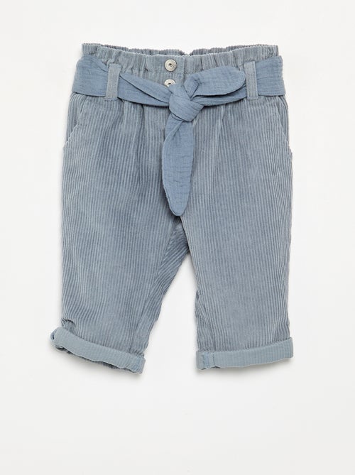 Pantalon en velours côtelé avec ceinture incluse - Kiabi