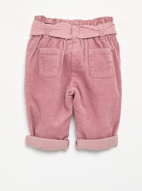 Pantalon en velours côtelé avec ceinture incluse - Kiabi