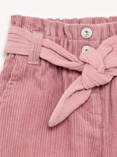 Pantalon en velours côtelé avec ceinture incluse - Kiabi