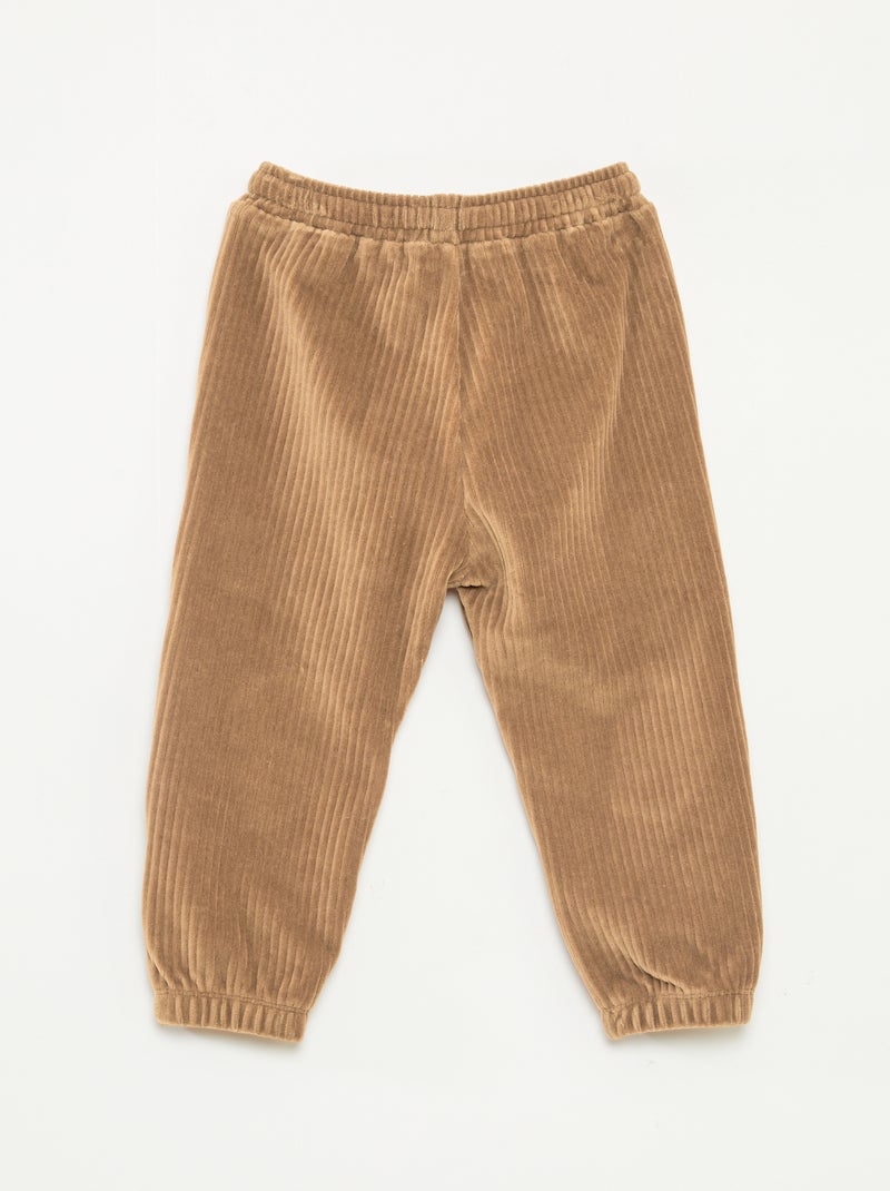 Pantalon en velours côtelé avec taille élastiquée Beige - Kiabi