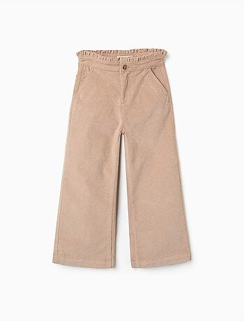 Pantalon en velours côtelé avec taille paperbag à volants