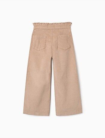 Pantalon en velours côtelé avec taille paperbag à volants