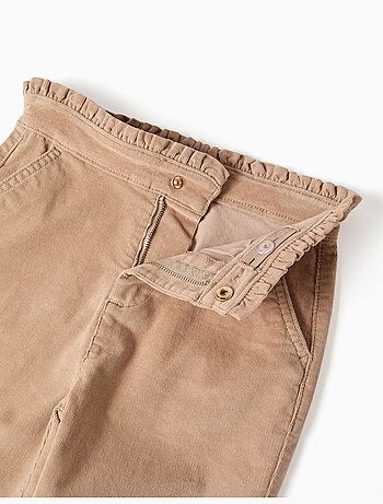 Pantalon en velours côtelé avec taille paperbag à volants