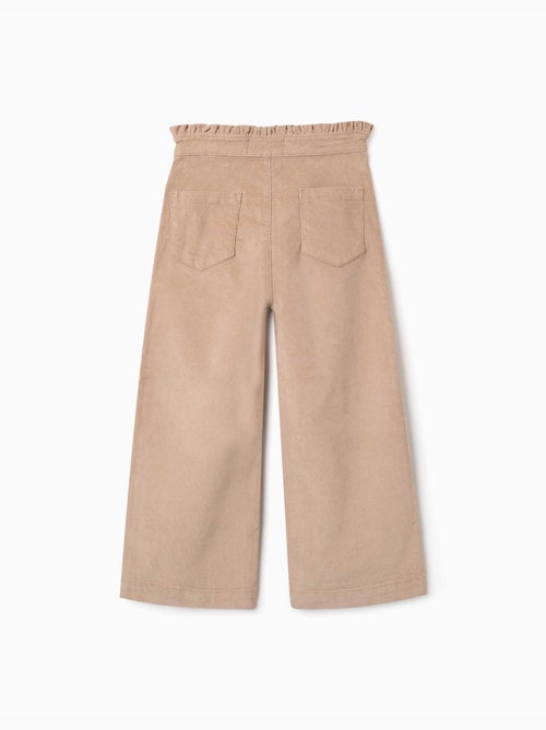 Pantalon en velours côtelé avec taille paperbag à volants - Kiabi