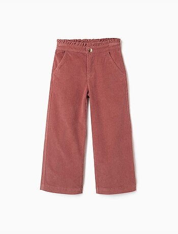 Pantalon en velours côtelé avec taille paperbag à volants