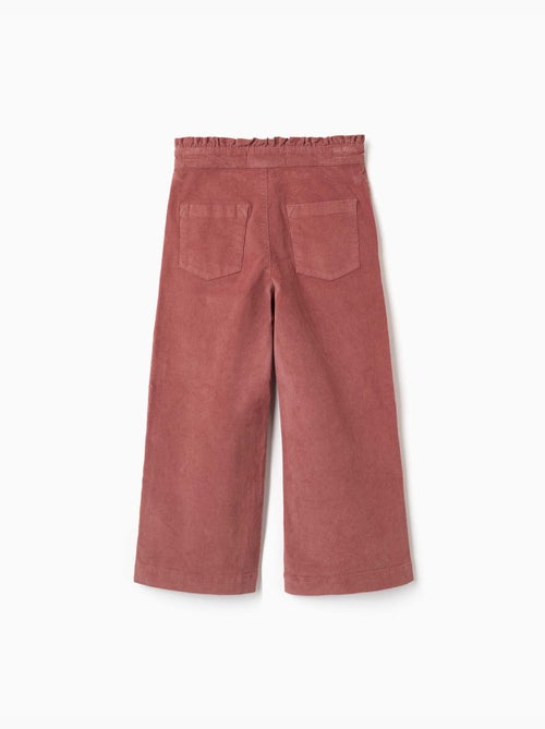Pantalon en velours côtelé avec taille paperbag à volants - Kiabi