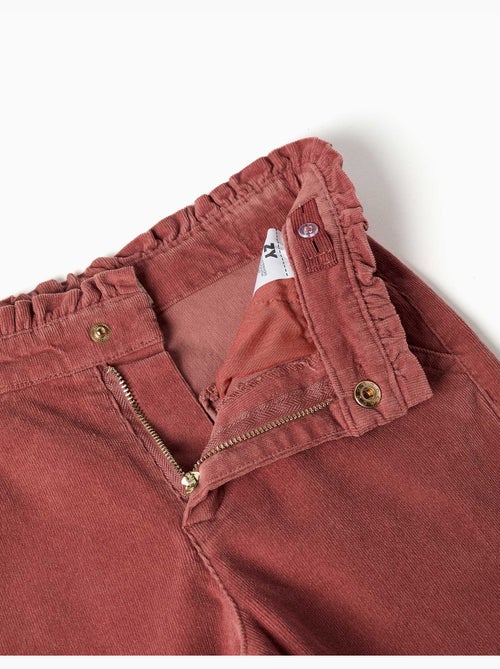 Pantalon en velours côtelé avec taille paperbag à volants - Kiabi