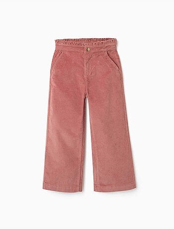 Pantalon en velours côtelé avec taille paperbag à volants
