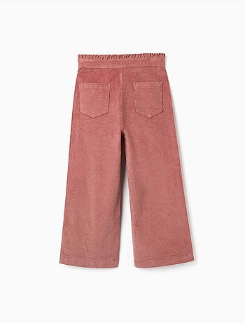 Pantalon en velours côtelé avec taille paperbag à volants