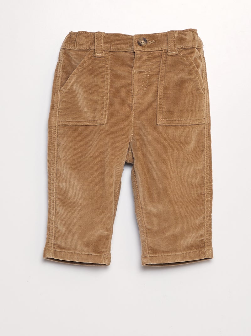 Pantalon en velours côtelé Camel - Kiabi