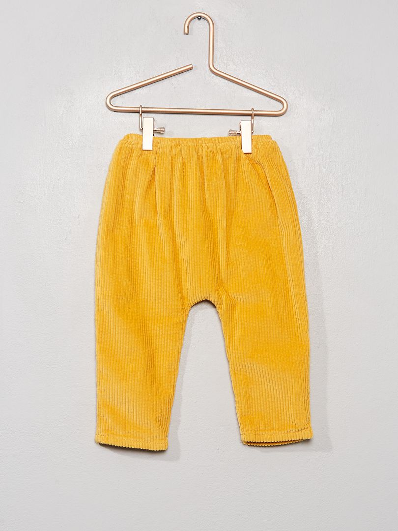Pantalon en velours côtelé doublé jaune - Kiabi
