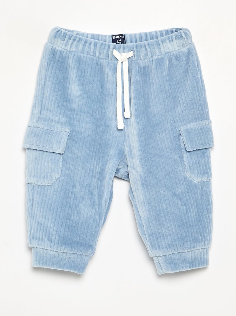 Pantalon en velours côtelé et poches cargo Bleu - Kiabi