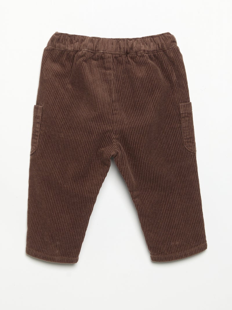 Pantalon en velours côtelé Marron - Kiabi