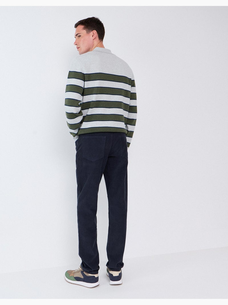 Pantalon en velours côtelé slim-fit, mo fashion Bleu - Kiabi