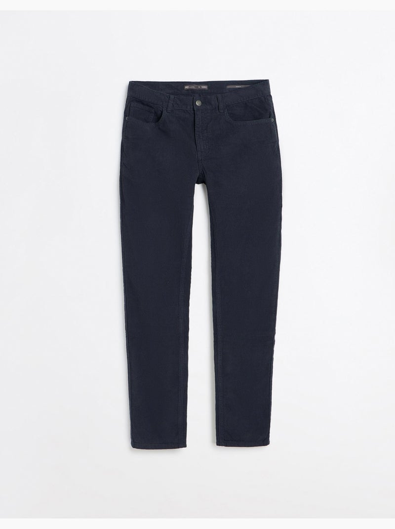 Pantalon en velours côtelé slim-fit, mo fashion Bleu - Kiabi