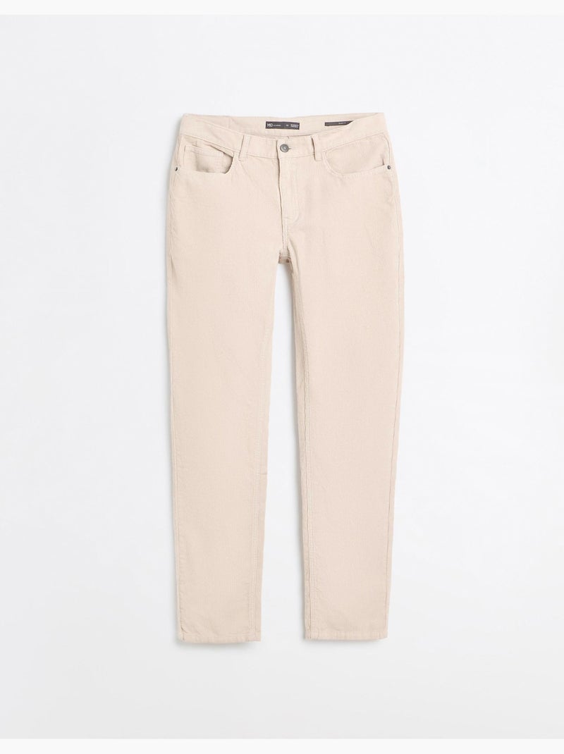 Pantalon en velours côtelé slim-fit, mo fashion Gris - Kiabi