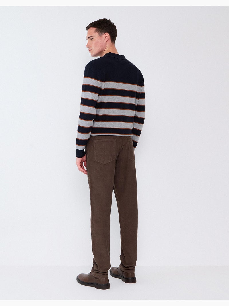 Pantalon en velours côtelé slim-fit, mo fashion Marron - Kiabi