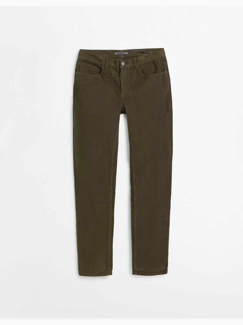 Pantalon en velours côtelé slim-fit, mo fashion Vert - Kiabi