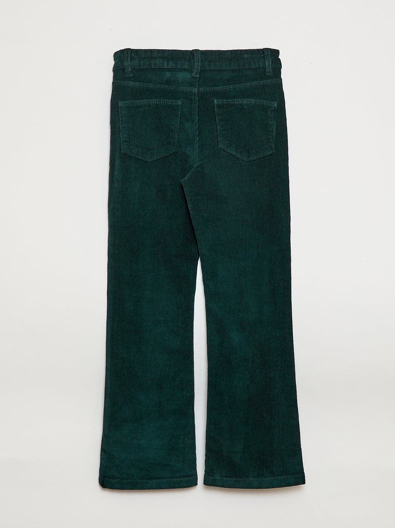 Pantalon en velours coupe flare Vert - Kiabi