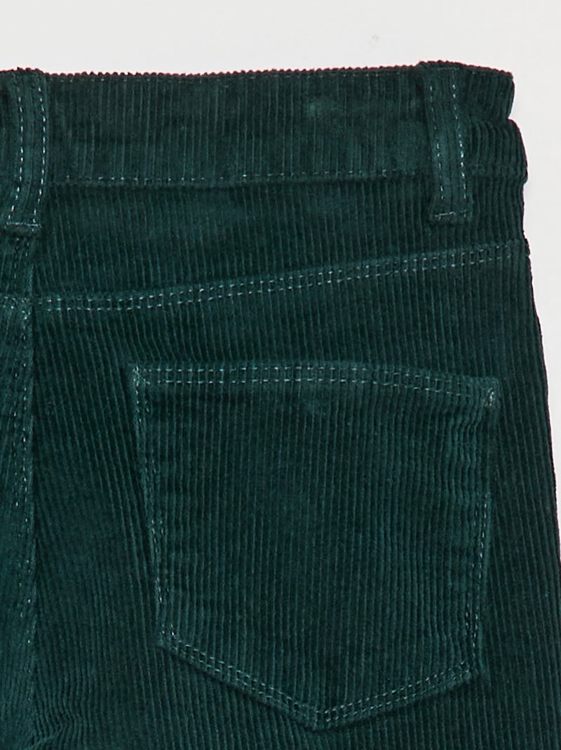 Pantalon en velours coupe flare Vert - Kiabi