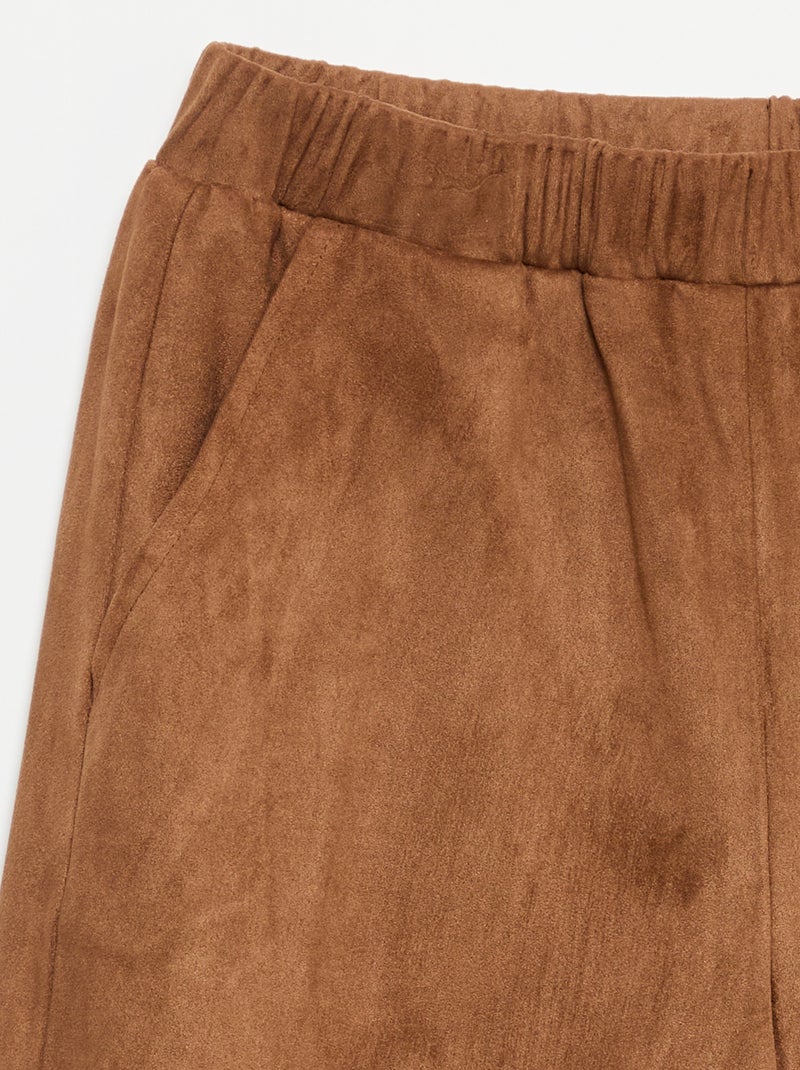 Pantalon en velours coupe large Marron - Kiabi