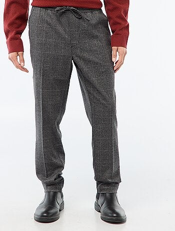 Pantalon esprit 'jogger' à carreaux