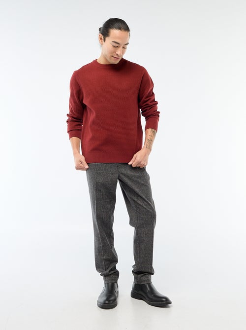 Pantalon esprit 'jogger' à carreaux - Kiabi